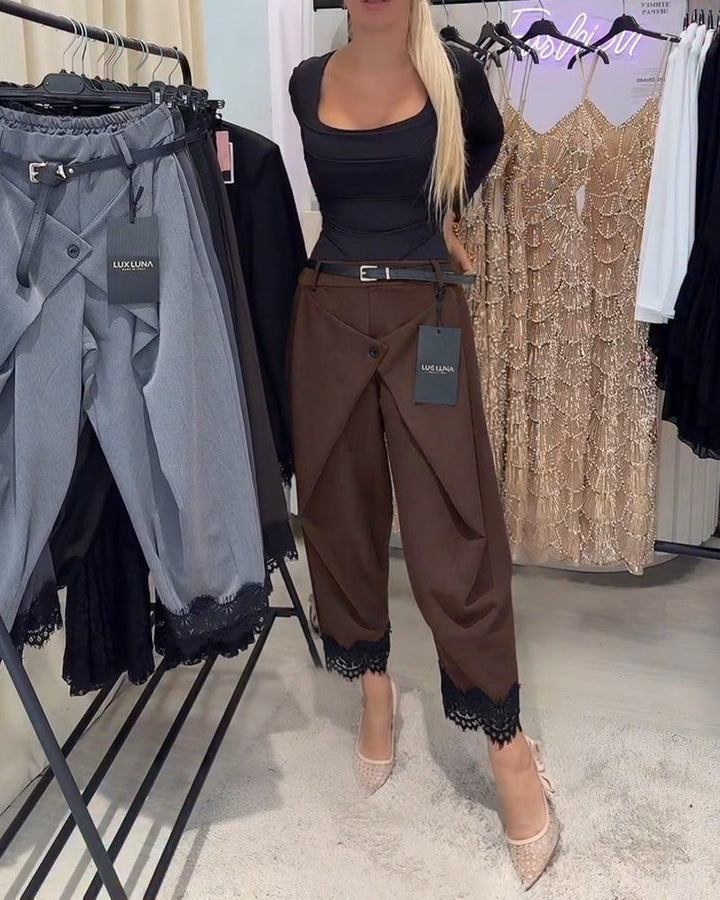 Pantalon À La Mode Dentelle Broderie Harem