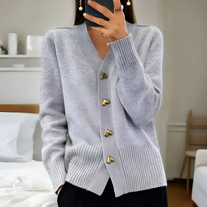 Cardigan Élégant Ciara™ avec Boutons en Cœur