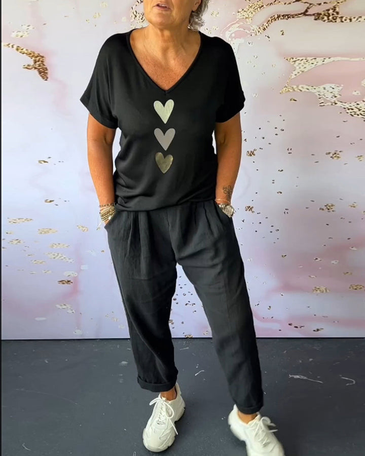 Pantalon décontracté confortable avec poche de couleur unie