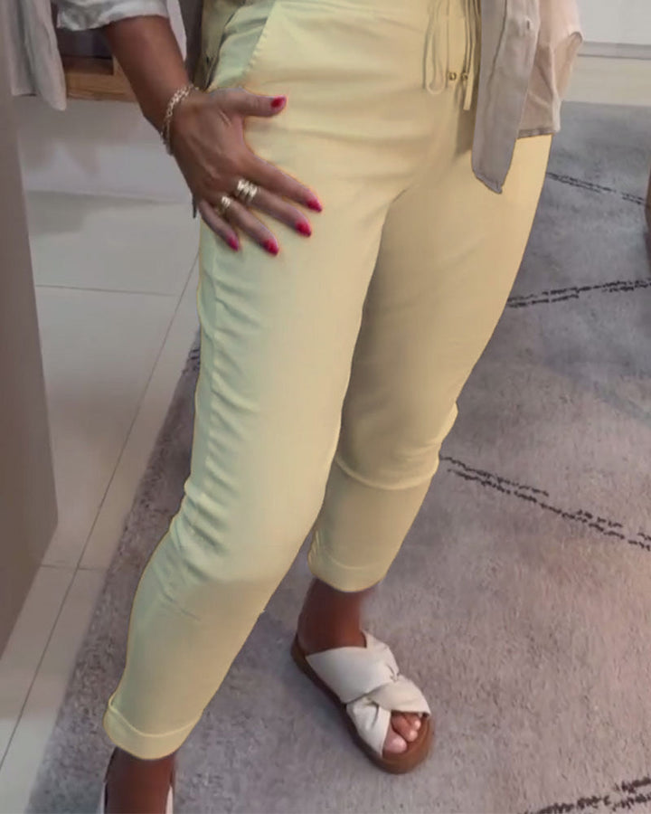 Pantalon Fuselé Décontracté Avec Cordon