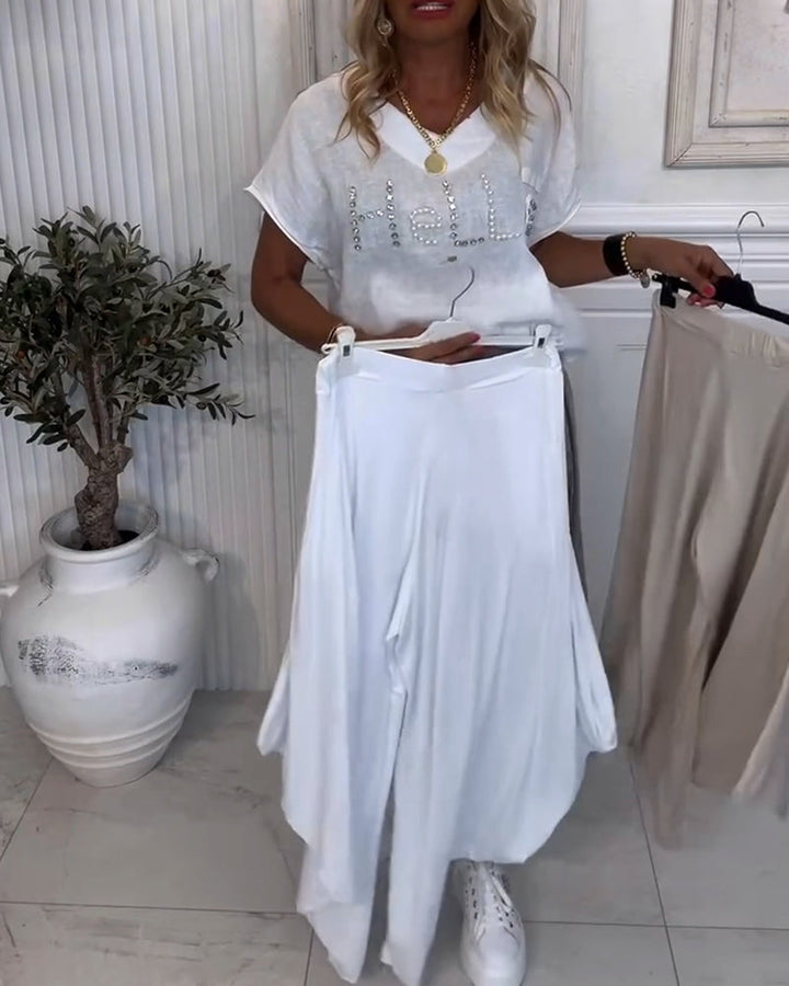 Pantalon Uni Bouffant Décontracté