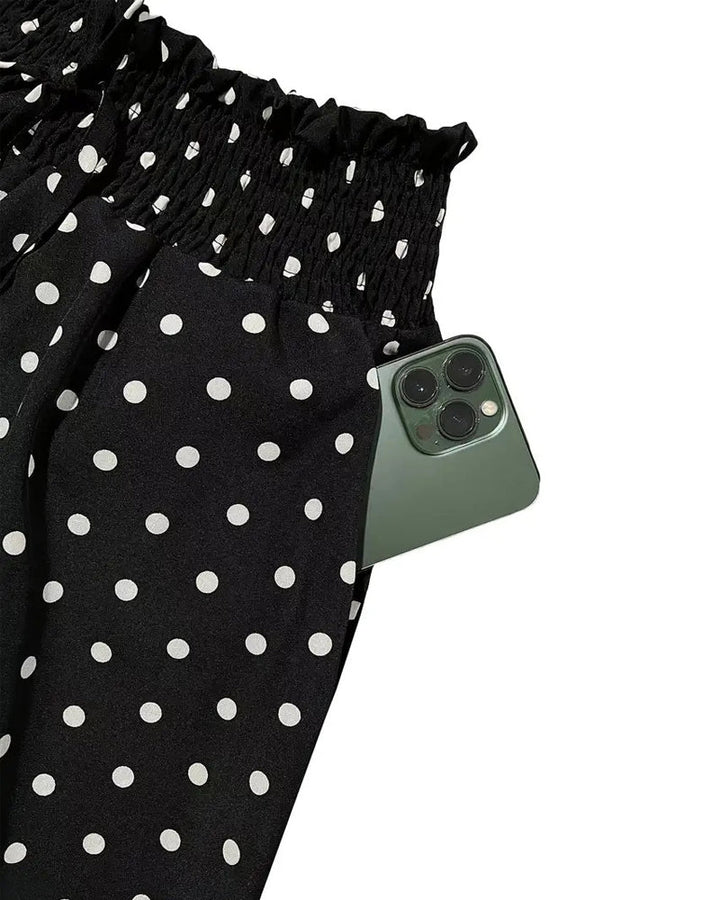 Pantalon Imprimé Pois Long