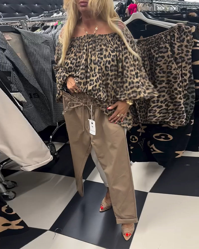 Pantalon décontracté à cordon de couleur unie