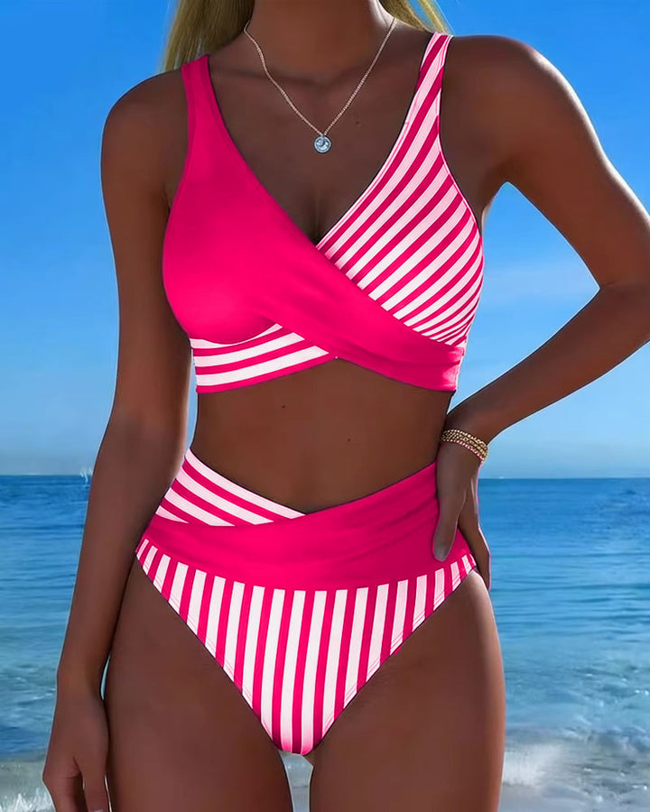 SERNA | BIKINI CROISÉ RAYÉ IMPRIMÉ