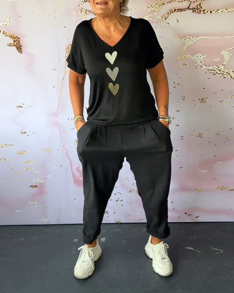 Pantalon décontracté confortable avec poche de couleur unie