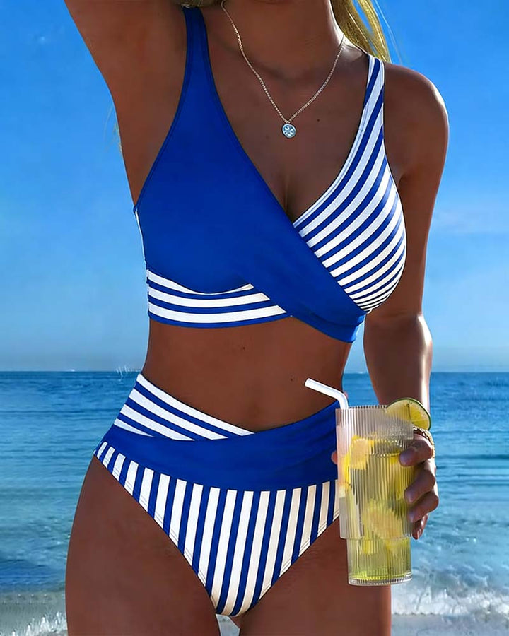 SERNA | BIKINI CROISÉ RAYÉ IMPRIMÉ