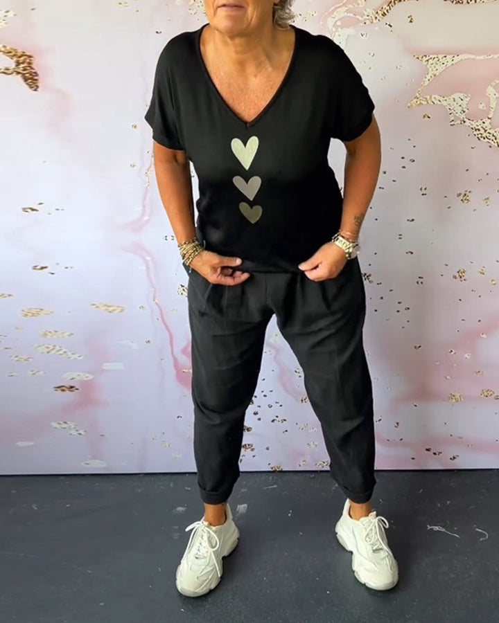 Pantalon décontracté confortable avec poche de couleur unie