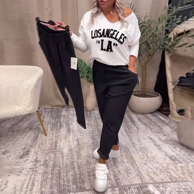 Pantalon décontracté de couleur unie avec poche