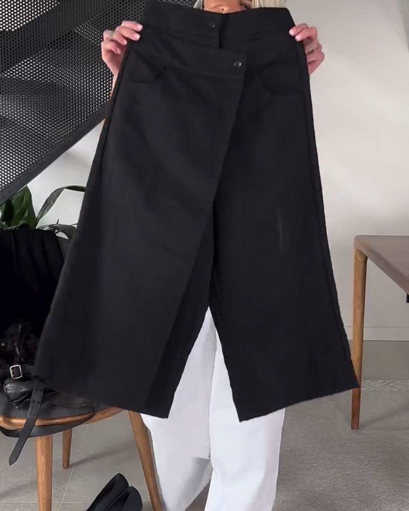 Pantalon décontracté asymétrique de couleur unie simple
