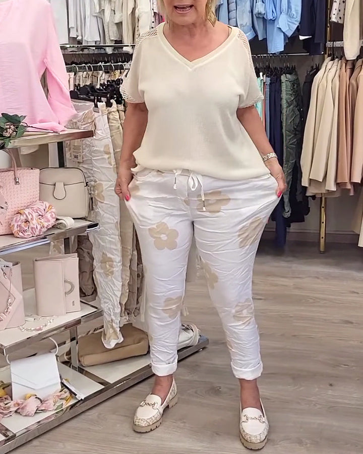 Pantalon décontracté imprimé avec cordon de serrage