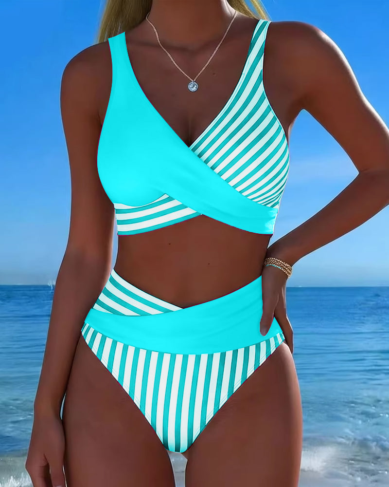 SERNA | BIKINI CROISÉ RAYÉ IMPRIMÉ