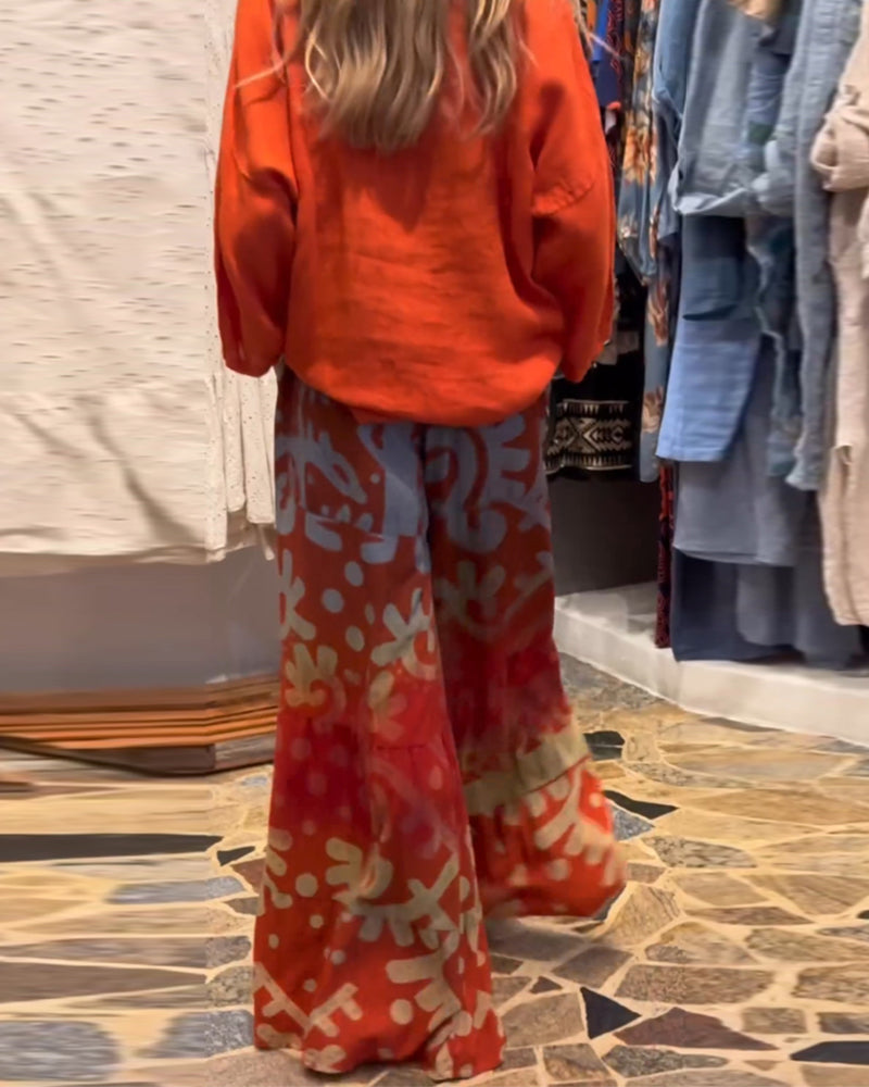 Pantalon ample ample à poches imprimées