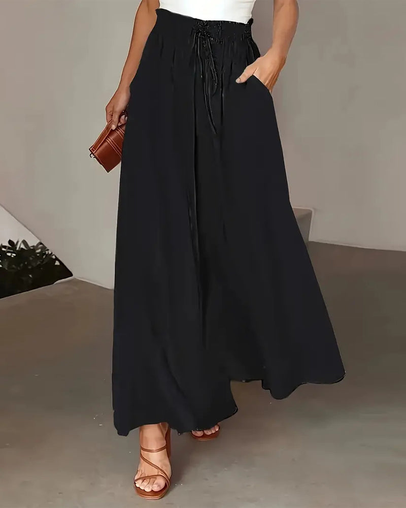 Pantalon Imprimé Pois Long