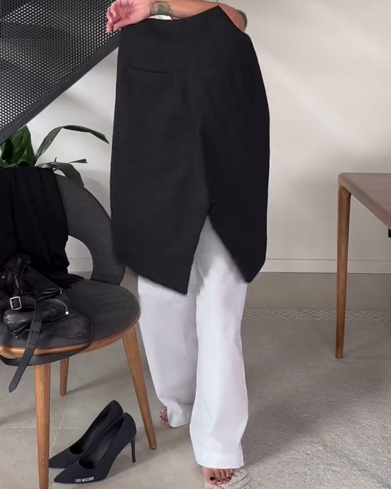 Pantalon décontracté asymétrique de couleur unie simple
