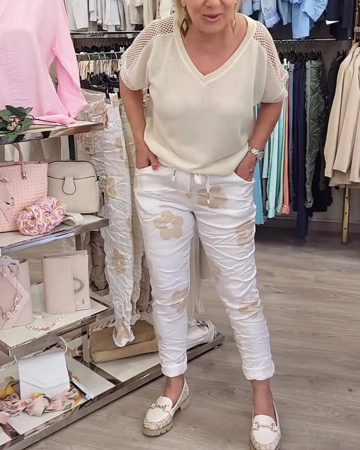 Pantalon décontracté imprimé avec cordon de serrage